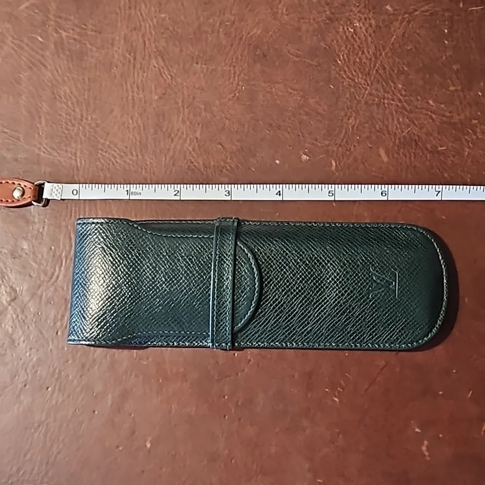 Louis Vuitton Taiga Green Leather Pen Case Pocket Protector - Picture 2 of 5